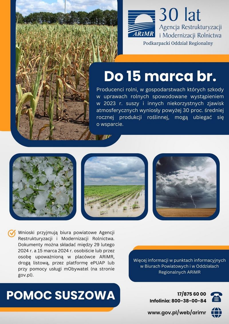 Plakat: Pomoc finansowa dla producentów rolnych